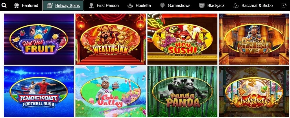 betway spins lobby slot games