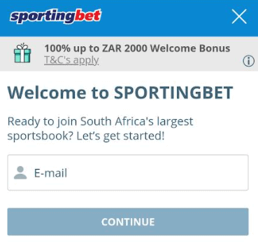 sportinget registration screen