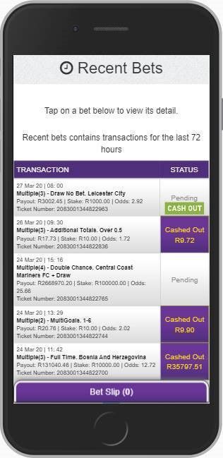 hollywoodbets recent bets history