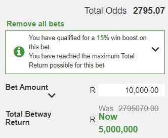 betway maximum bet soccer south africa