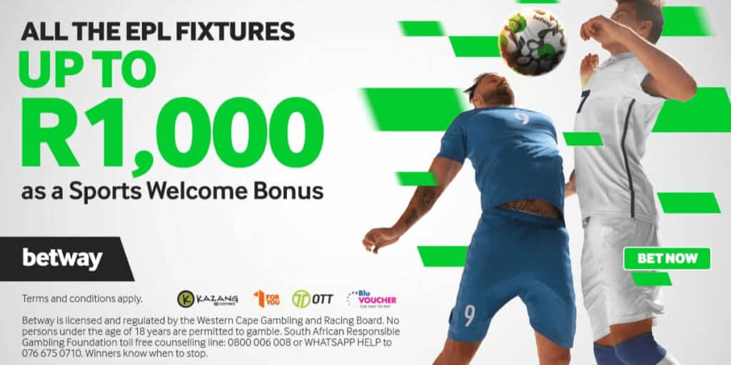 betway south africa r25 welcome bonus epl january 2023
