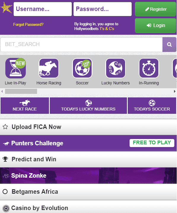 hollywoodbets new mobile site layout south africa