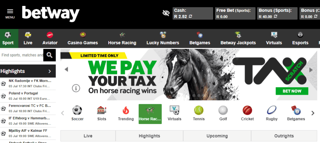 betway horse racing tax promotion